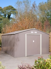 Rowlinson Light Grey Trentvale Metal Apex 10 x 12ft Garden Shed - Image 1 of 5