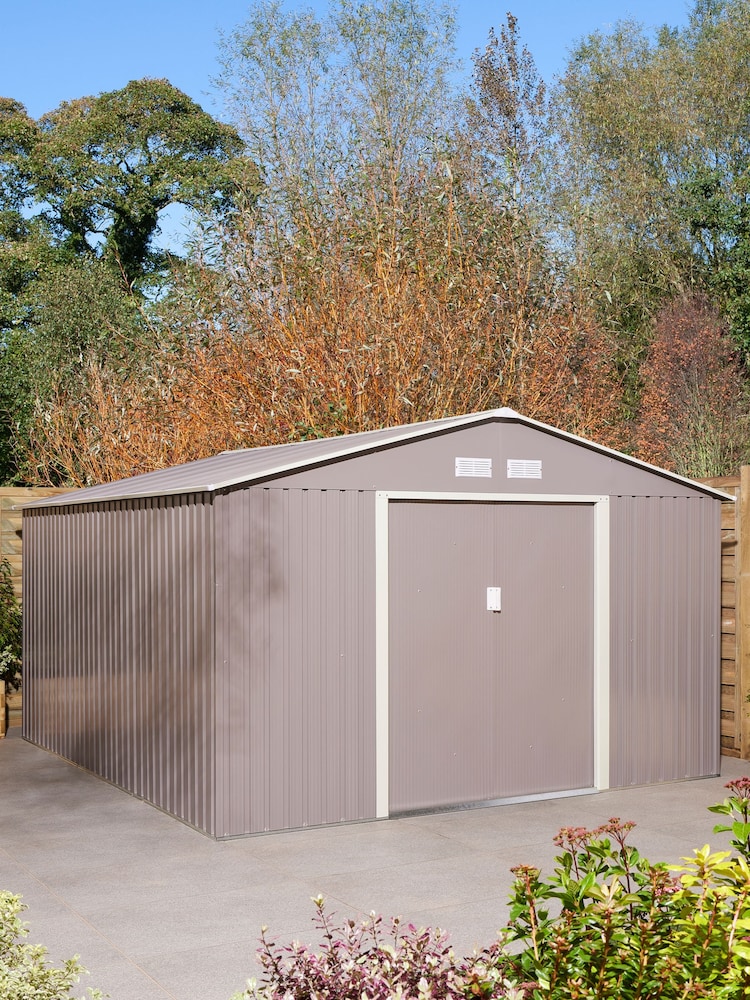Rowlinson Light Grey Trentvale Metal Apex 10 x 12ft Garden Shed - Image 1 of 5