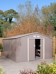 Rowlinson Light Grey Trentvale Metal Apex 10 x 12ft Garden Shed - Image 2 of 5