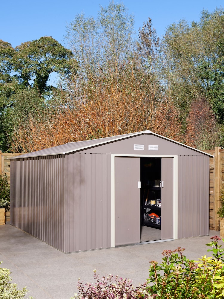 Rowlinson Light Grey Trentvale Metal Apex 10 x 12ft Garden Shed - Image 2 of 5