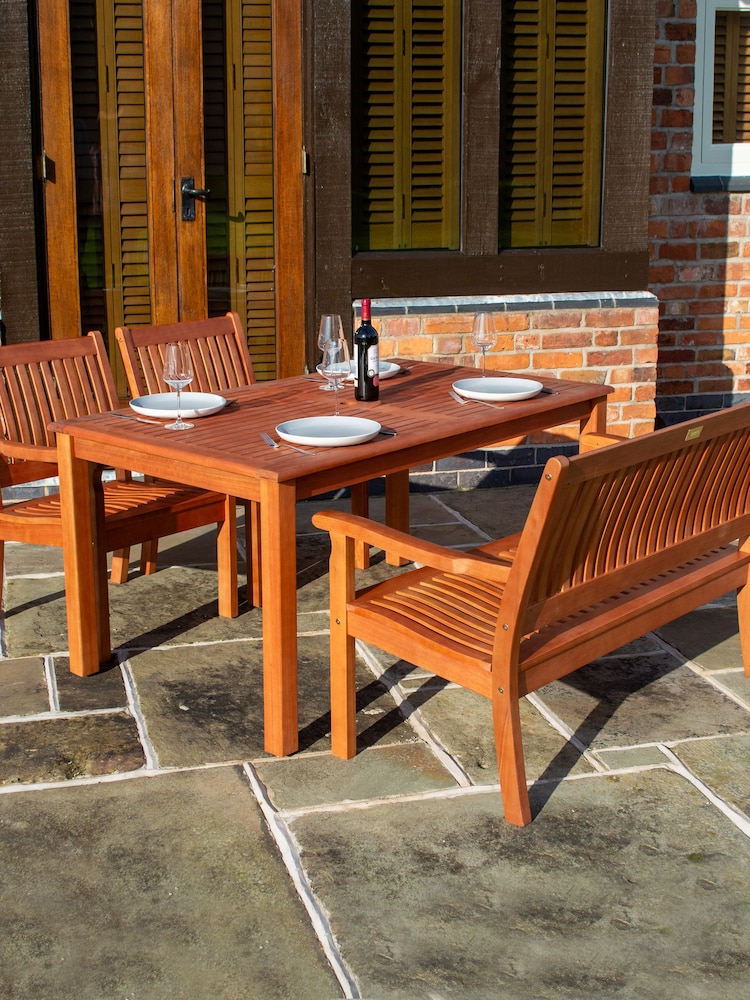 Rowlinson Honey Brown Willington 4 Seat Rectangular Garden Dining Set - Image 1 of 5