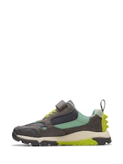 Clarks Grey Standard Fit (F) Steggy2 Park Kid Shoes - Image 2 of 8