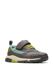 Clarks Grey Standard Fit (F) Steggy2 Park Kid Shoes - Image 3 of 8