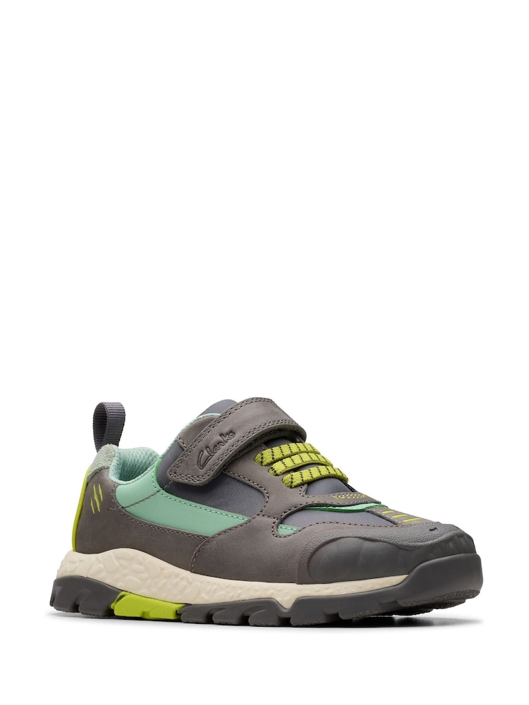 Clarks Grey Wide Fit (G) Steggy2 Park Kid Shoes - Image 3 of 8