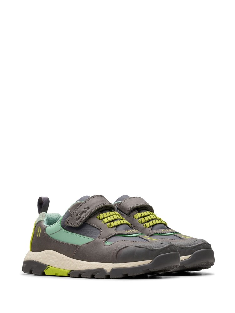 Clarks Grey Wide Fit (G) Steggy2 Park Kid Shoes - Image 4 of 8