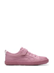 Clarks Pink Standard Fit (F) Fabric Foxing Stitch Kid Canvas Shoes - Image 1 of 7
