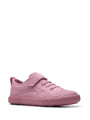 Clarks Pink Standard Fit (F) Fabric Foxing Stitch Kid Canvas Shoes - Image 3 of 7