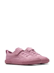 Clarks Pink Standard Fit (F) Fabric Foxing Stitch Kid Canvas Shoes - Image 4 of 7