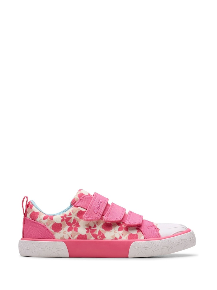 Clarks Pink Standard Fit (F) Foxing Shell Kid Canvas - Image 1 of 7