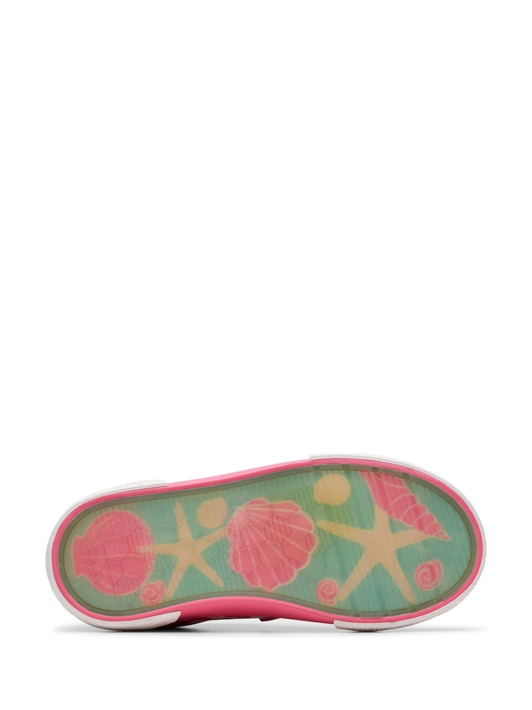 Clarks Pink Standard Fit (F) Foxing Shell Kid Canvas - Image 7 of 7