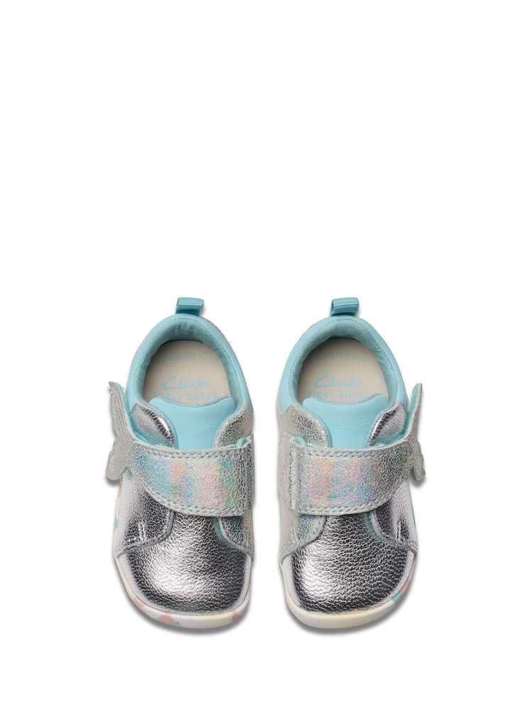 Clarks Silver Standard Fit (F) Pre- Walker Charm Toddler Shoes - Image 6 of 7