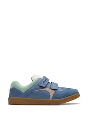 Clarks Blue Wide Fit (G) Disco Vibe Trainers - Image 1 of 7