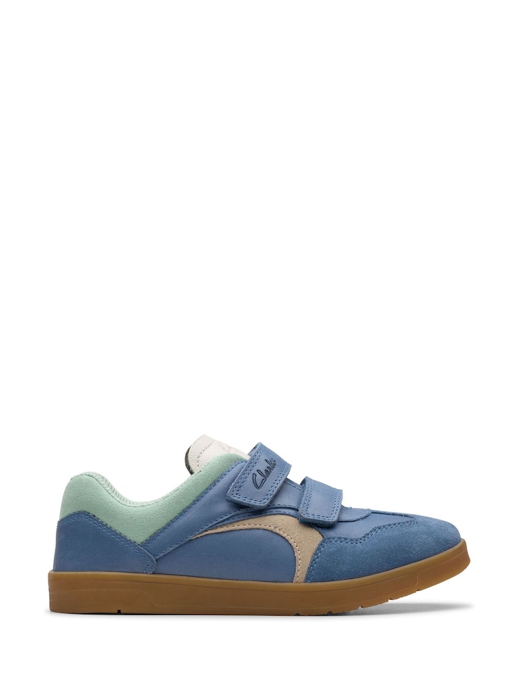 Clarks Blue Wide Fit (G) Disco Vibe Trainers - Image 1 of 7