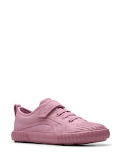 Clarks Pink Wide Fit (G) Fabric Foxing Stitch Kid Canvas Shoes - Image 3 of 7
