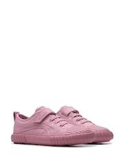 Clarks Pink Wide Fit (G) Fabric Foxing Stitch Kid Canvas Shoes - Image 4 of 7