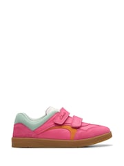 Clarks Pink Wide Fit (G) Disco Vibe Kid Shoes - Image 1 of 7