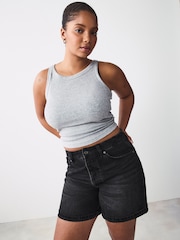 Black Hourglass Relaxed Turn up Denim 100% Cotton Shorts - Image 1 of 8