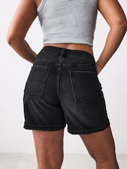 Black Hourglass Relaxed Turn up Denim 100% Cotton Shorts - Image 2 of 8
