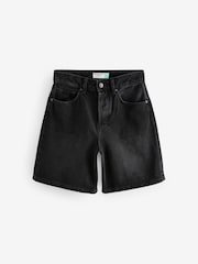 Black Hourglass Relaxed Turn up Denim 100% Cotton Shorts - Image 6 of 8