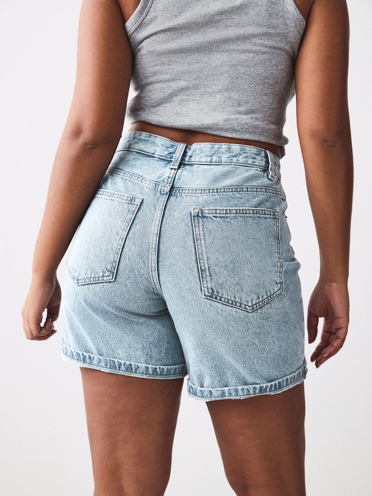 Bleach Hourglass Relaxed Turn up Denim 100% Cotton Shorts - Image 2 of 7