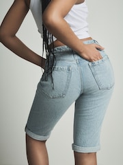Bleach Hourglass Knee Length Bermuda Denim Shorts - Image 3 of 5