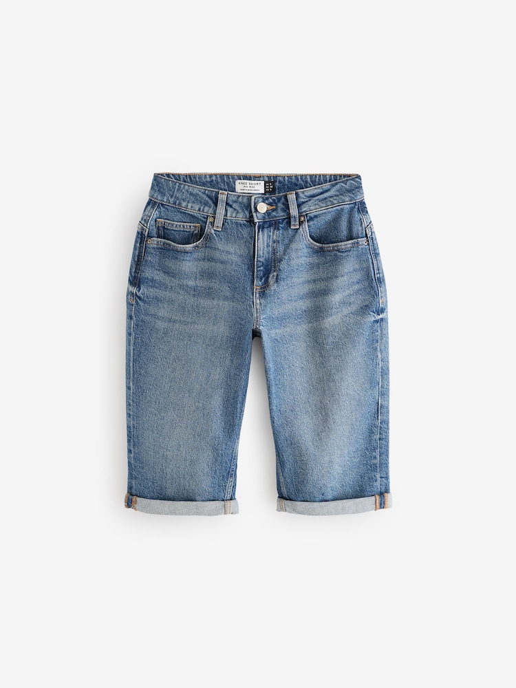 Mid Blue Hourglass Knee Length Bermuda Denim Shorts - Image 7 of 9