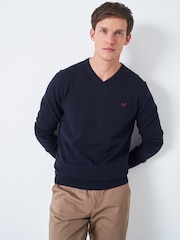 Crew Clothing Company Blue Light V-Neck Jumper - Image 1 of 4