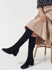 Negru - Crew Clothing Bella Tall Heel Boots - Imaginea 4 din 4