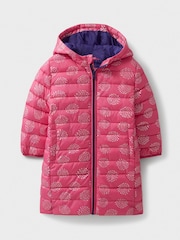 Crew Clothing Pink Lightweight Printed Longline Puffer Coat - Image 1 of 3