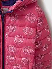 Crew Clothing Pink Lightweight Printed Longline Puffer Coat - Image 3 of 3
