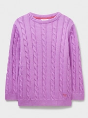 Crew Clothing Purple Heritage Cable Crew Neck 100% Cotton Jumper - Image 1 of 3