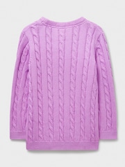 Crew Clothing Purple Heritage Cable Crew Neck 100% Cotton Jumper - Image 2 of 3