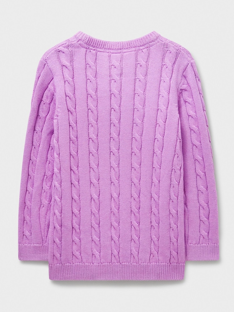 Crew Clothing Purple Heritage Cable Crew Neck 100% Cotton Jumper - Image 2 of 3