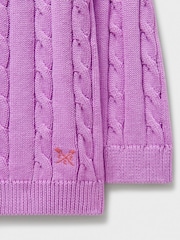 Crew Clothing Purple Heritage Cable Crew Neck 100% Cotton Jumper - Image 3 of 3