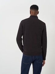 Crew Clothing Company Grey Black Quarter Zip Knitted Jumper - Image 2 of 5