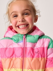 Crew Clothing Pink Shower Resistant Stripe Puffer Coat - Image 3 of 6
