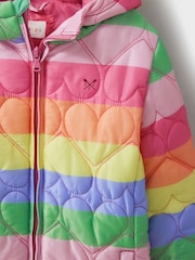 Crew Clothing Pink Shower Resistant Stripe Puffer Coat - Image 6 of 6