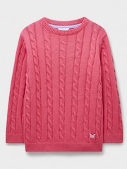 Crew Clothing Company Pink Heritage Cable 100% Cotton Crew Neck Jumper - Image 1 of 3