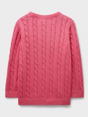 Crew Clothing Company Pink Heritage Cable 100% Cotton Crew Neck Jumper - Image 2 of 3