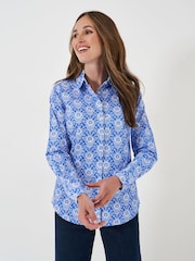 Crew Clothing Blue/White Lulworth 100% Cotton Shirt - Image 1 of 5