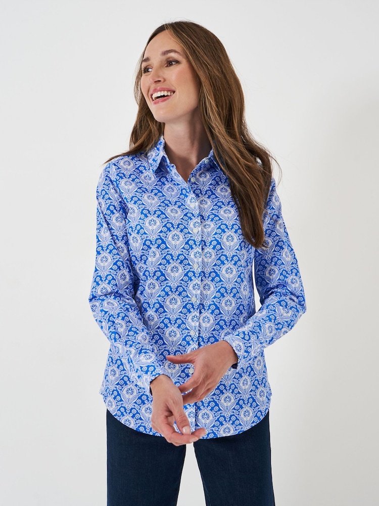 Crew Clothing Blue/White Lulworth 100% Cotton Shirt - Image 1 of 5 Crew Clothing Blue/White Lulworth 100% Cotton Shirt - Image 1 of 5