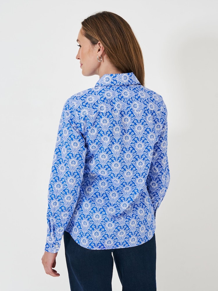 Crew Clothing Blue/White Lulworth 100% Cotton Shirt - Image 2 of 5 Crew Clothing Blue/White Lulworth 100% Cotton Shirt - Image 2 of 5