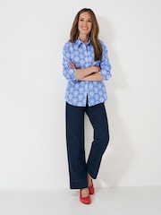 Crew Clothing Blue/White Lulworth 100% Cotton Shirt - Image 3 of 5