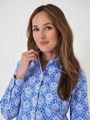 Crew Clothing Blue/White Lulworth 100% Cotton Shirt - Image 4 of 5