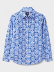 Crew Clothing Blue/White Lulworth 100% Cotton Shirt - Image 5 of 5