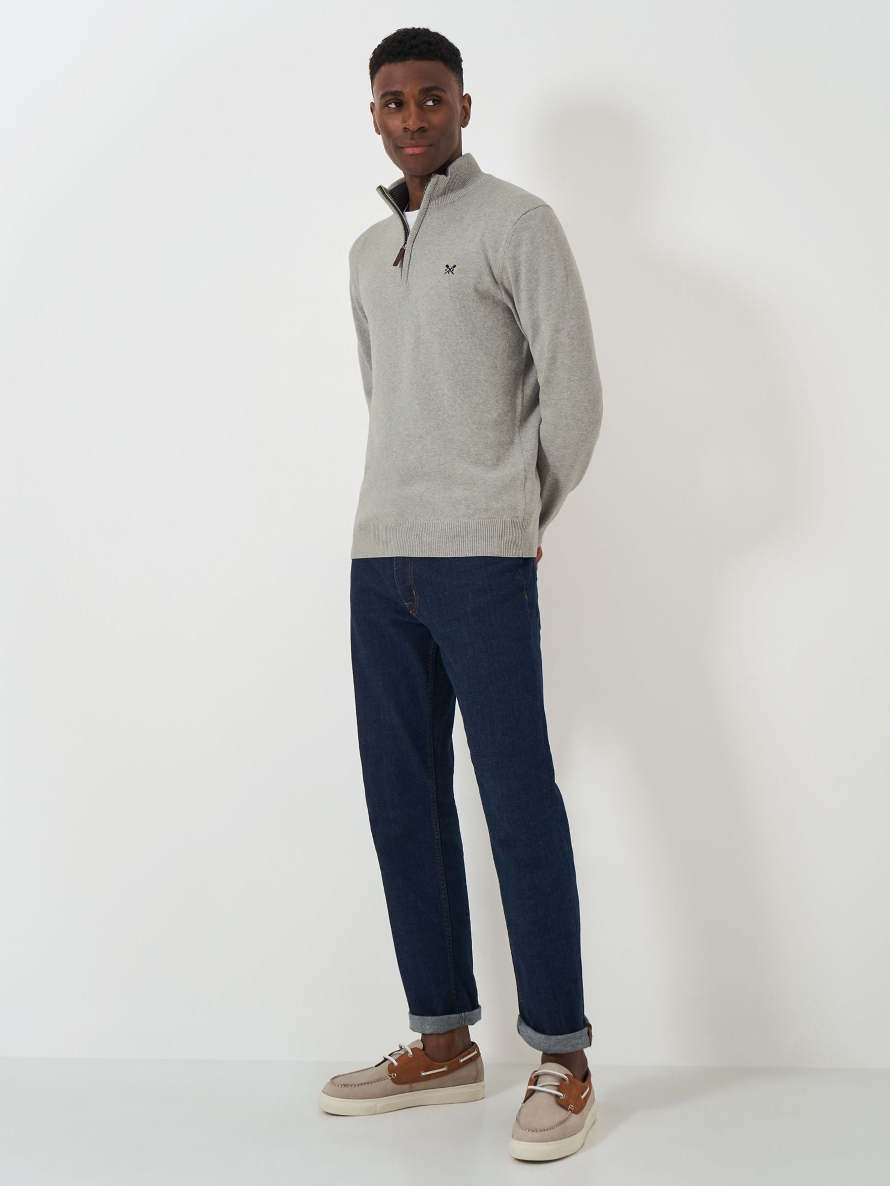 Buy Crew Clothing Grey Light Quarter Zip Knitted Jumper from Next