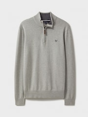 Crew Clothing Company Grey Light Quarter Zip Knitted Jumper - Image 5 of 5