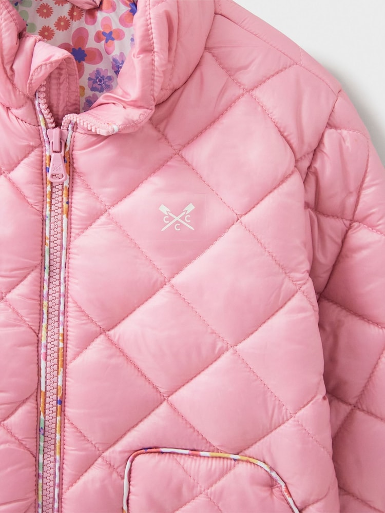 Crew Clothing Pink Shower Resistant Quilted Jacket - Image 3 of 3