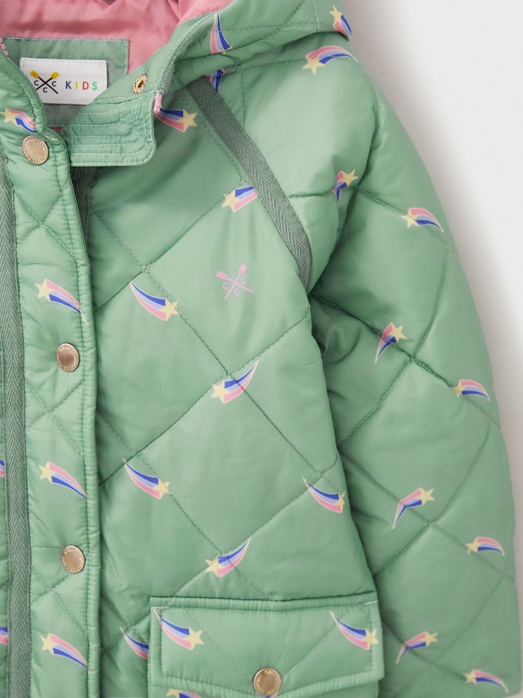 Crew Clothing Green Shower Resistant Quilted Puffer Jacket - Image 5 of 5
