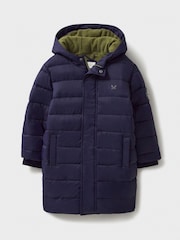 Crew Clothing Blue Midweight Longline Puffer Coat - Image 1 of 3